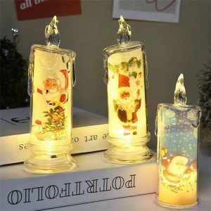 شمع ديكور الكريسماس المضئ بالحجارة