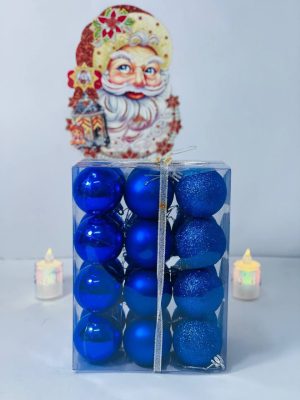 كرات تزيين شجرة الكريسماس 24 قطعة ازرق