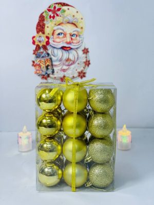 كرات تزيين شجرة الكريسماس 24 قطعة ذهبي