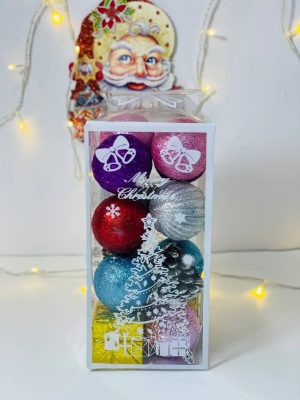 كرات زينة كريسماس متنوعة - 16 قطعة