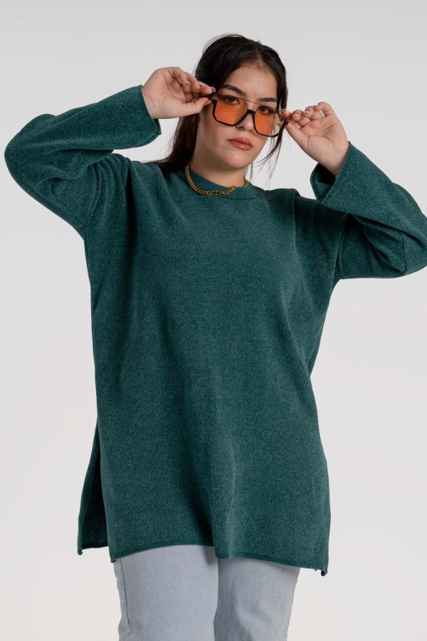 بلوفر تريكو قطيفة ناعم عالي الجودة - Green