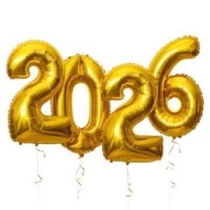 بالونات هليم 2026 باللون الذهبي والاحمر