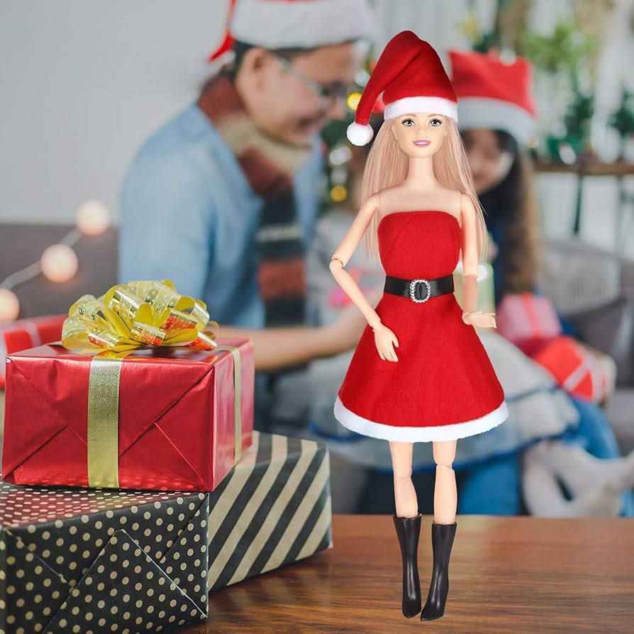 عروسة كريسماس بطاقية بابا نويل