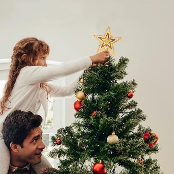 نجمة علوية لتزيين شجرة الكريسماس -15سم - الصورة 2